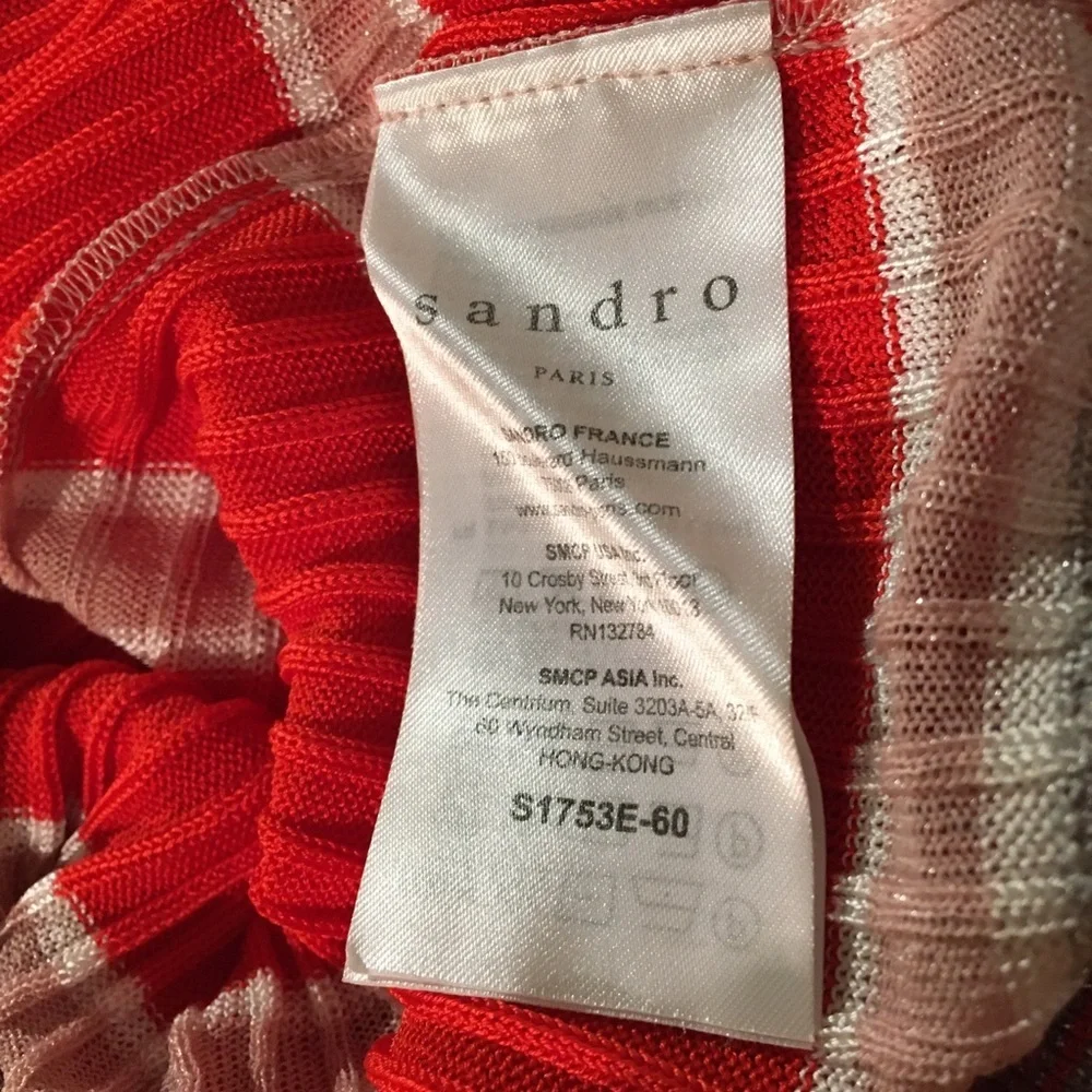 NWT Sandro Paris Ribbed Long Sleeve Striped Top - Picture 12 of 14